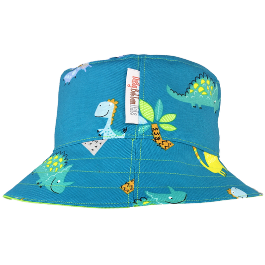 Dinosaur Aqua https://dustybottomhats.myshopify.com/products/a-1 Our Hats are made from locally sourced materials. Handmade to give quality assurance and perfect fit for all sizes. Using All Cotton for easy care and long lasting protection against the harsh suns during outside activity.