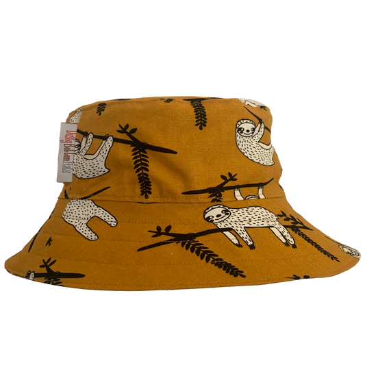 White Sloths https://dustybottomhats.myshopify.com/products/copy-of-spring-bucket-hat Our Hats are made from locally sourced materials. Handmade to give quality assurance and perfect fit for all sizes. Using All Cotton for easy care and long-lasting protection against the harsh suns during outside activity. How to Measure