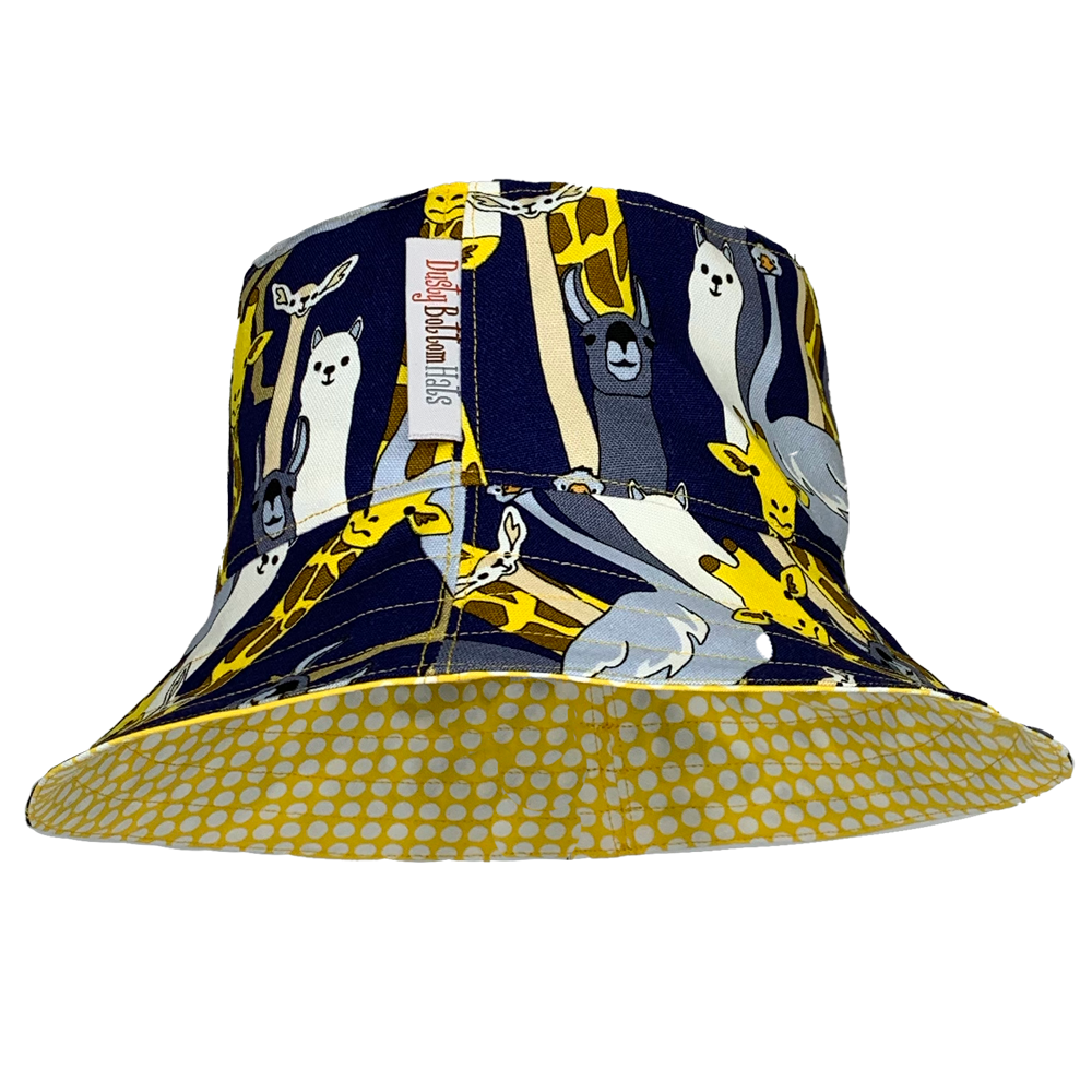 Tall Giraffe  https://dustybottomhats.myshopify.com/products/animals  Our Hats are made from locally sourced materials. Handmade to give quality assurance and perfect fit for all sizes. Using All Cotton for easy care and long lasting protection against the harsh suns during outside activity. 