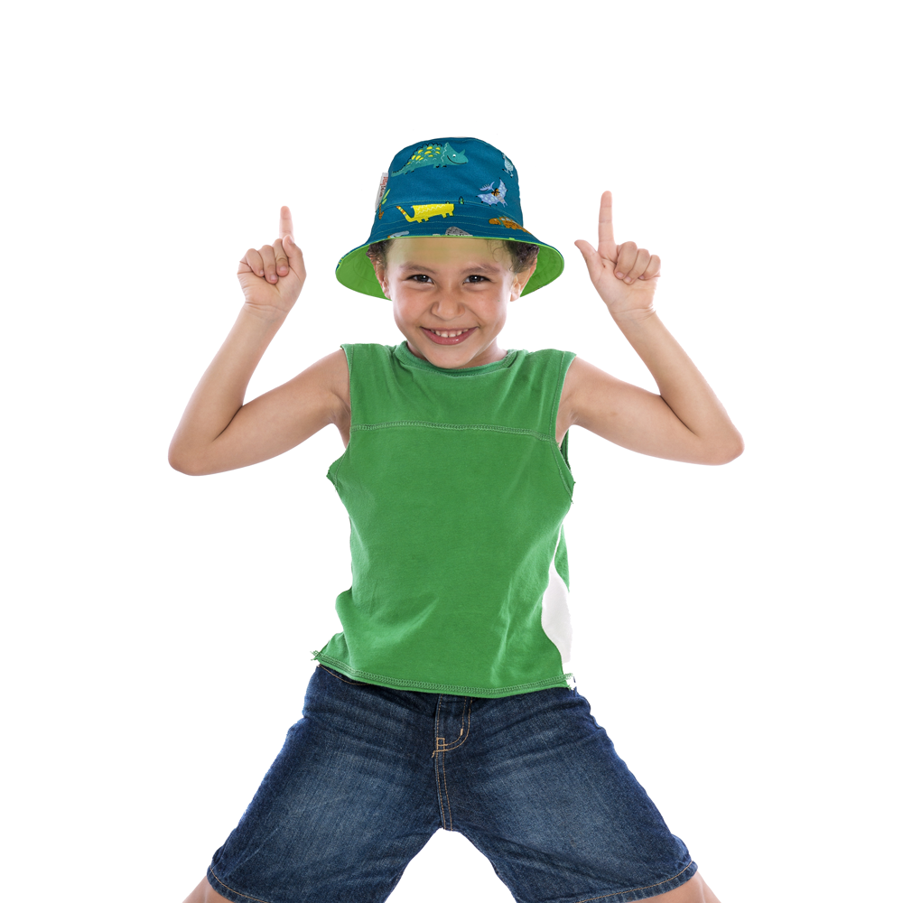 Dinosaur Aqua  https://dustybottomhats.myshopify.com/products/a-1  Our Hats are made from locally sourced materials. Handmade to give quality assurance and perfect fit for all sizes. Using All Cotton for easy care and long lasting protection against the harsh suns during outside activity. 